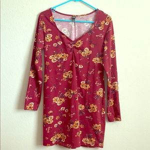 Wild Fable Maroon Floral Dress